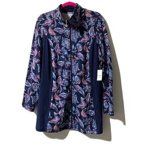 Catherines Full Zip Jacket Paisley Block Yoga Top Cardigan Size 0X 14 / 16 W NWT